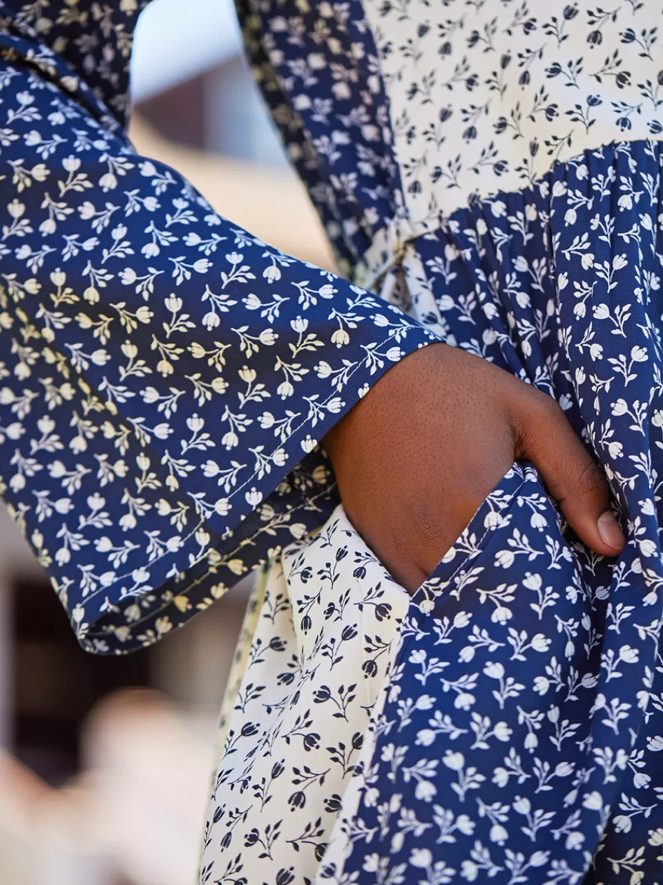Robe patchwork printanière à motifs tulipes - Création exclusive April Cornell - Disponible en ligne