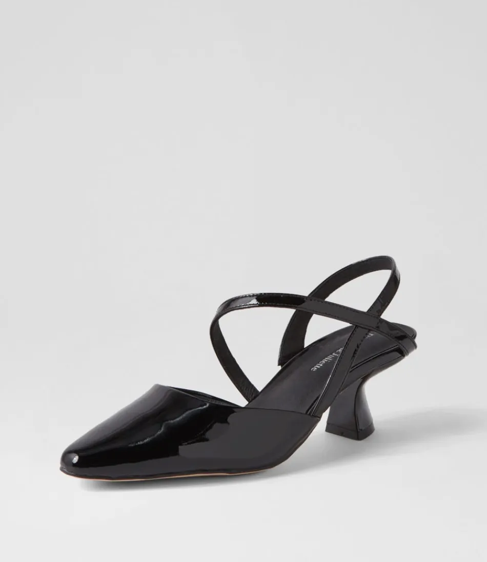 Escarpins Django & Juliette - Modèle Dovie en Cuir Verni Noir pour Femme  
Collection Élégance Noire - Talons Hauts Chic à Boucle Métallique