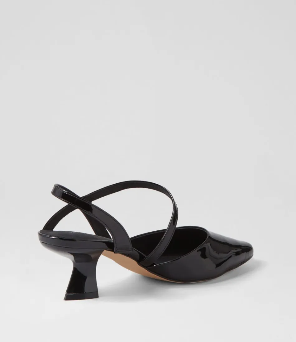 Escarpins Django & Juliette - Modèle Dovie en Cuir Verni Noir pour Femme  
Collection Élégance Noire - Talons Hauts Chic à Boucle Métallique