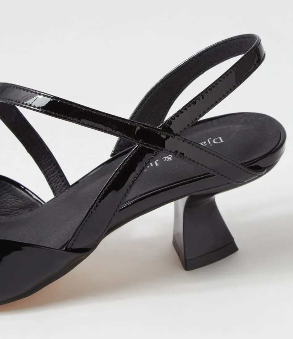 Escarpins Django & Juliette - Modèle Dovie en Cuir Verni Noir pour Femme  
Collection Élégance Noire - Talons Hauts Chic à Boucle Métallique