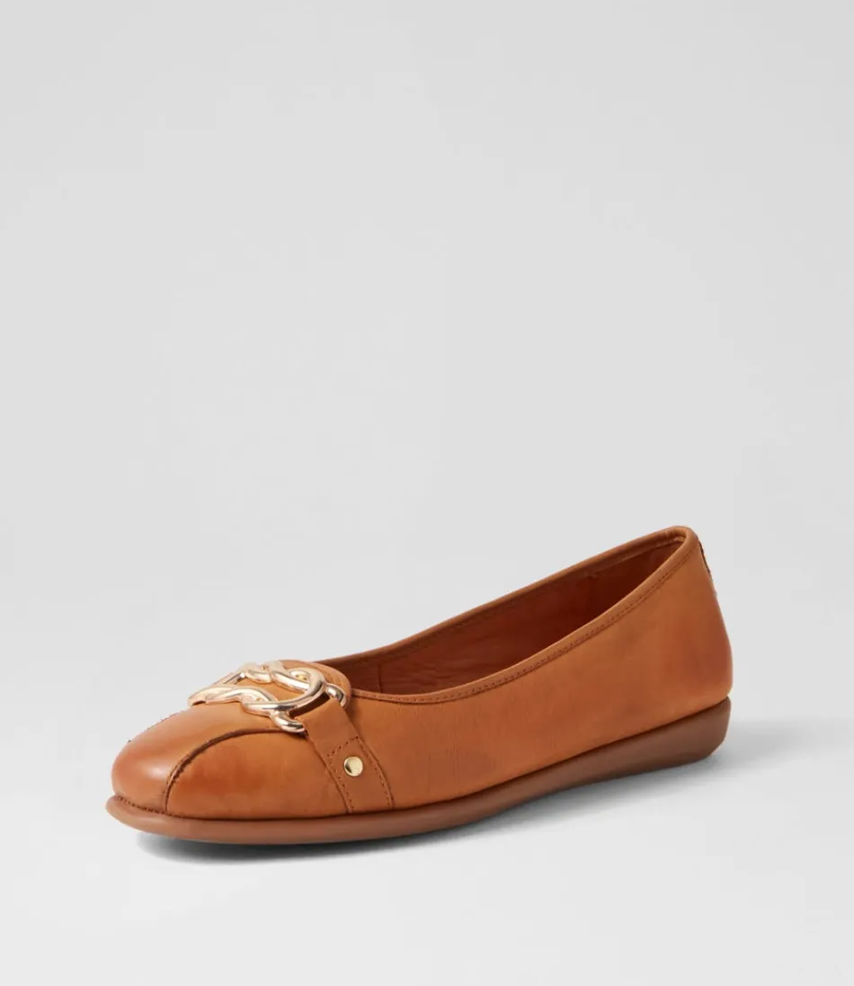 Ballerines Elisse Femme - Cuir Souple Camel Verni, Confort Ultradoux en Continu - Nouvelle Collection Printanière