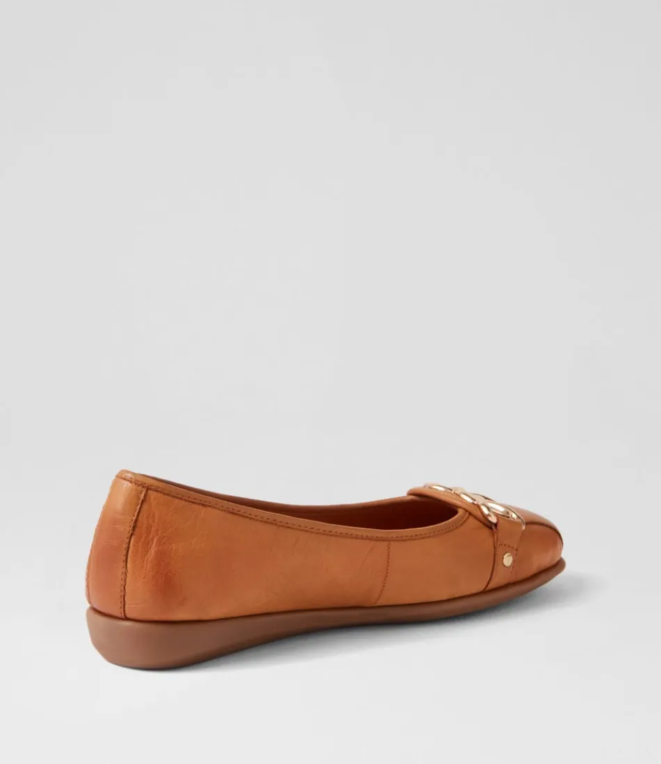 Ballerines Elisse Femme - Cuir Souple Camel Verni, Confort Ultradoux en Continu - Nouvelle Collection Printanière