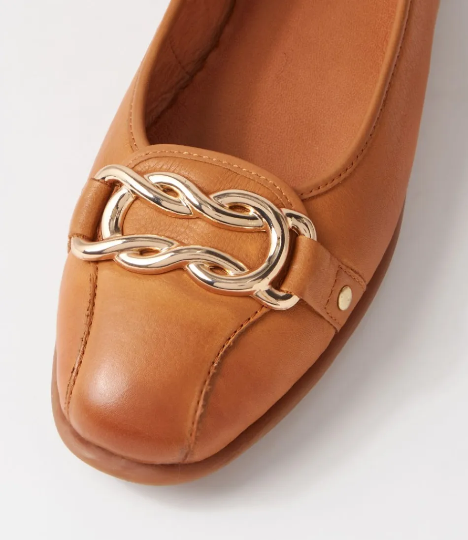Ballerines Elisse Femme - Cuir Souple Camel Verni, Confort Ultradoux en Continu - Nouvelle Collection Printanière
