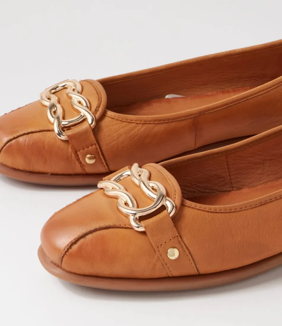Ballerines Elisse Femme - Cuir Souple Camel Verni, Confort Ultradoux en Continu - Nouvelle Collection Printanière