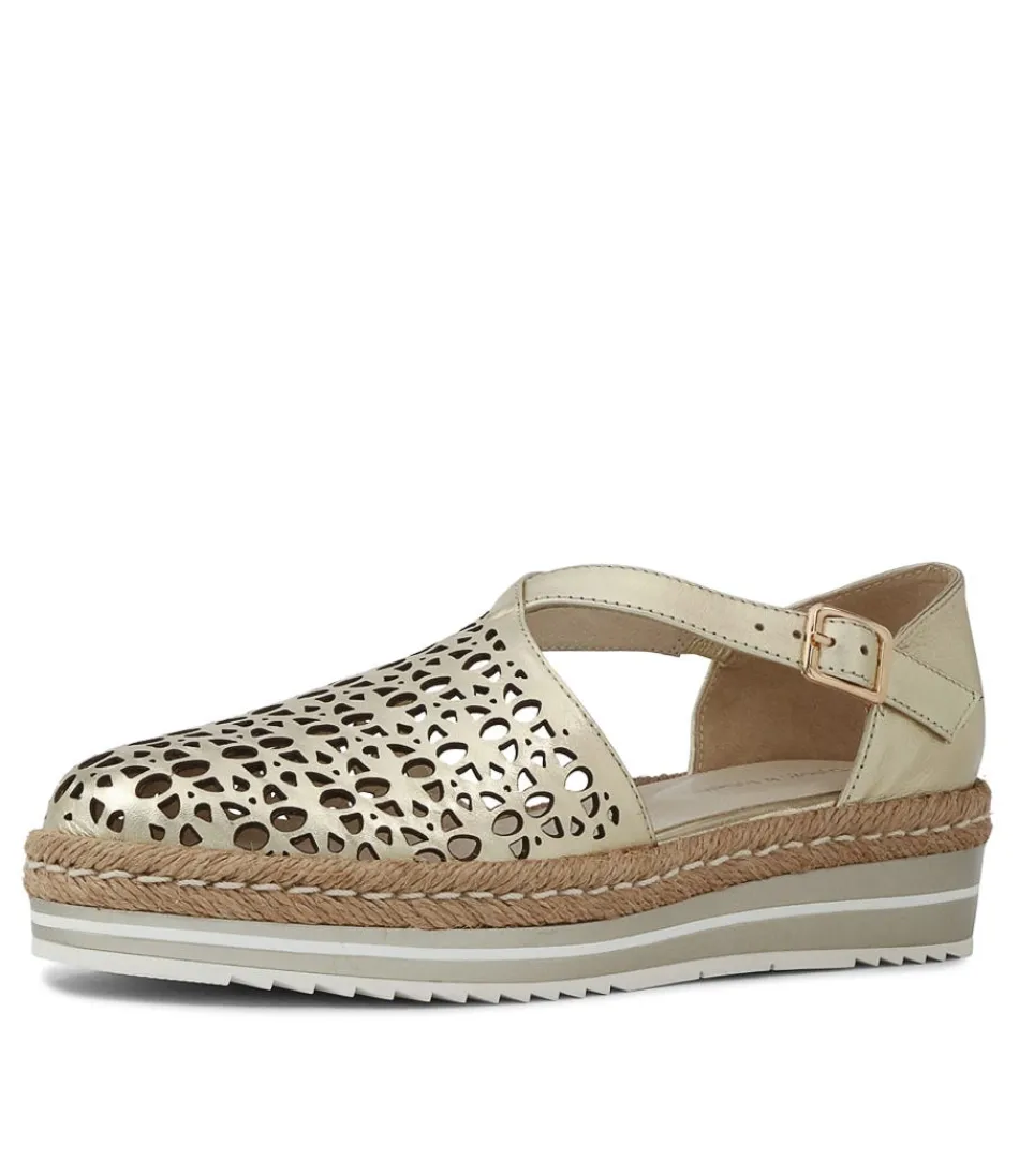 Sandales Élégantes en Cuir Doré Nude 'Erika' - Django & Juliette pour Femme, Espadrilles Légères Style Méditerranéen