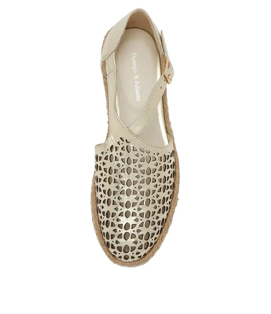 Sandales Élégantes en Cuir Doré Nude 'Erika' - Django & Juliette pour Femme, Espadrilles Légères Style Méditerranéen