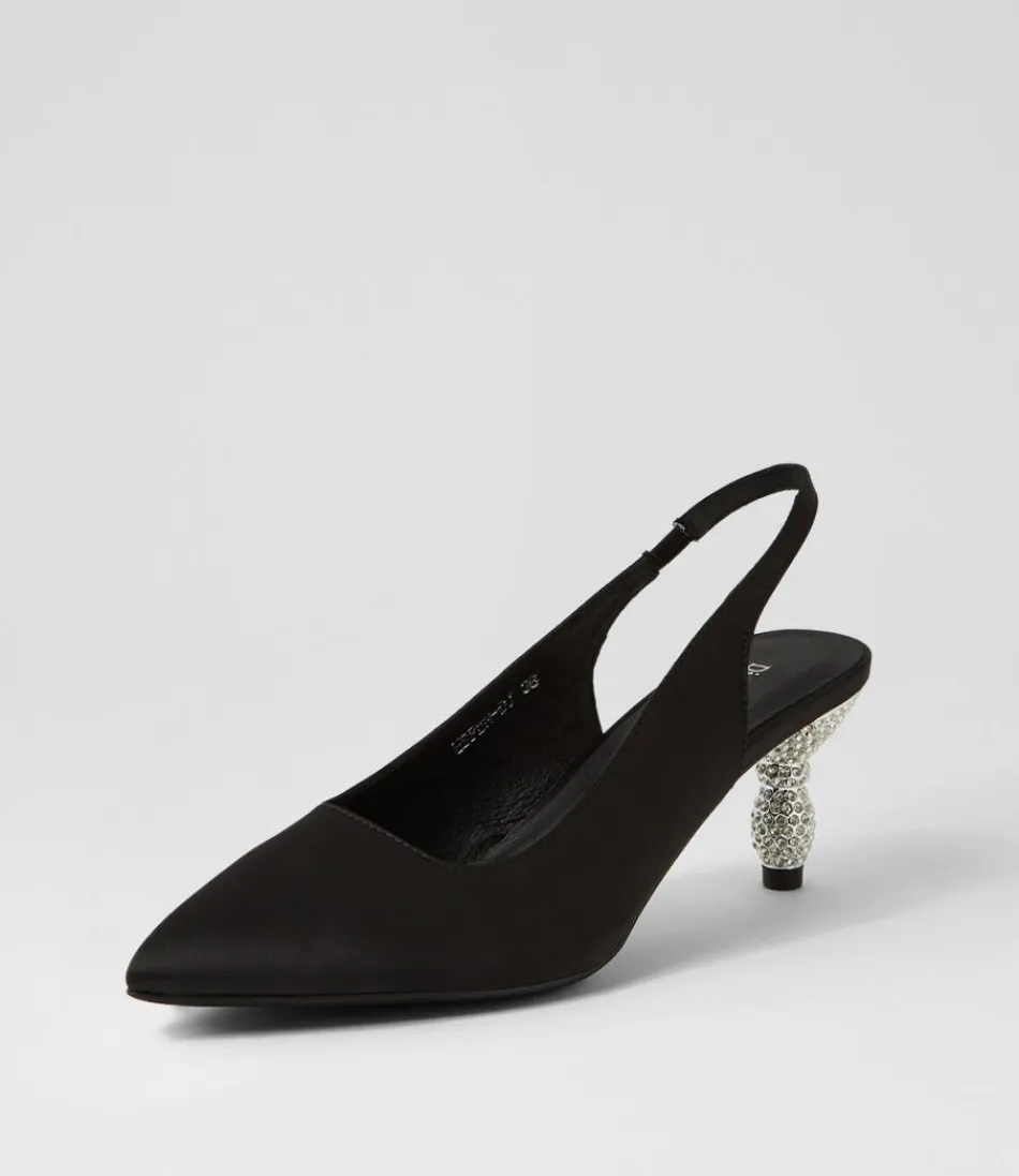 Escarpins femme chic DJANGO & JULIETTE - Modèle Espen en satin noir, talons élégants pour soirée | Confection luxueuse & confort assuré
