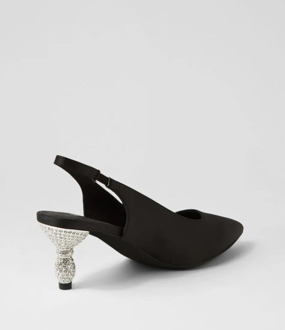 Escarpins femme chic DJANGO & JULIETTE - Modèle Espen en satin noir, talons élégants pour soirée | Confection luxueuse & confort assuré