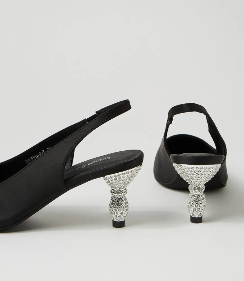 Escarpins femme chic DJANGO & JULIETTE - Modèle Espen en satin noir, talons élégants pour soirée | Confection luxueuse & confort assuré
