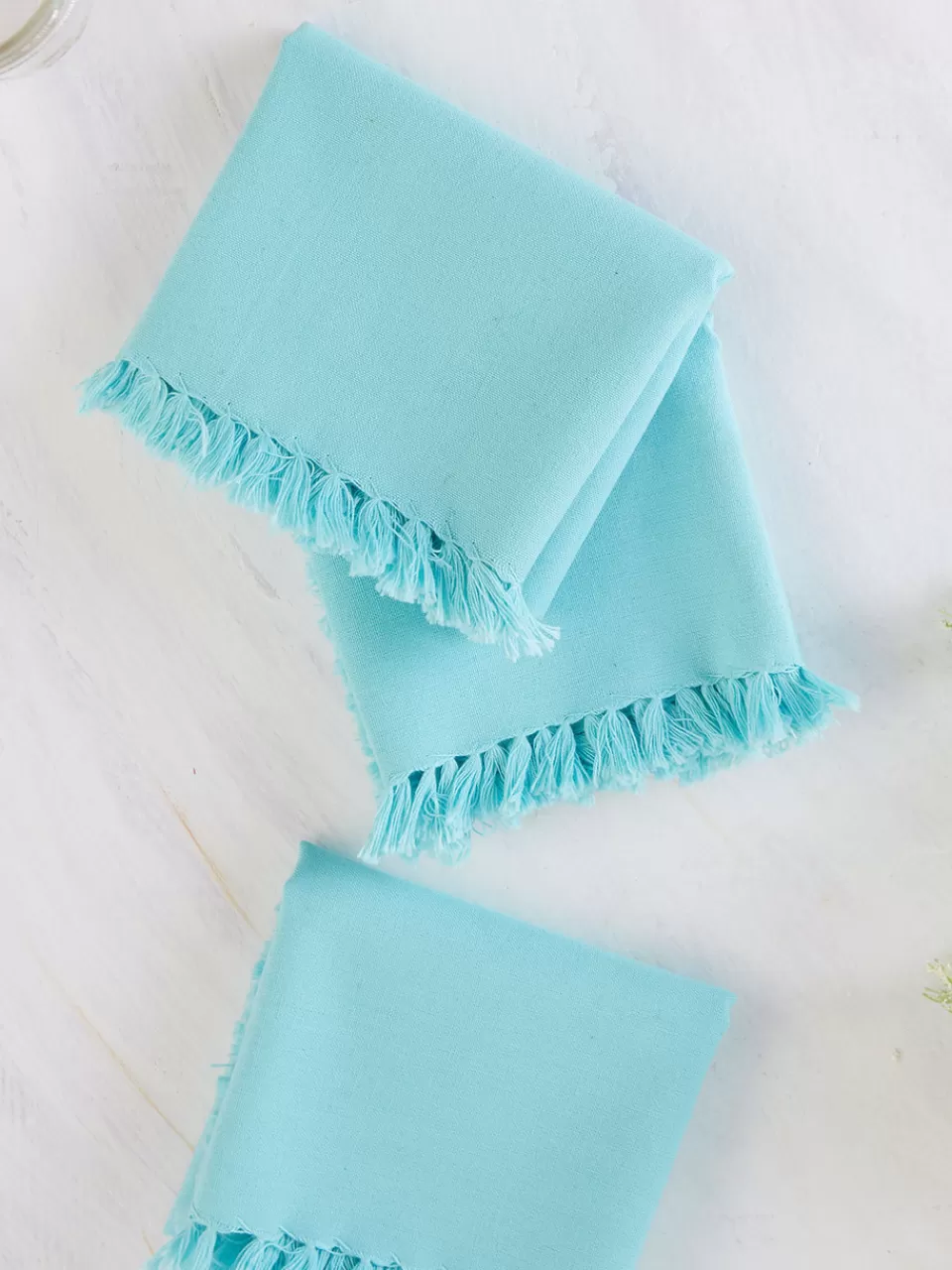 Lot de 4 serviettes de table en coton épais - Bleu Lagune avec décor floral enchanteur (Collection exclusive April Cornell)