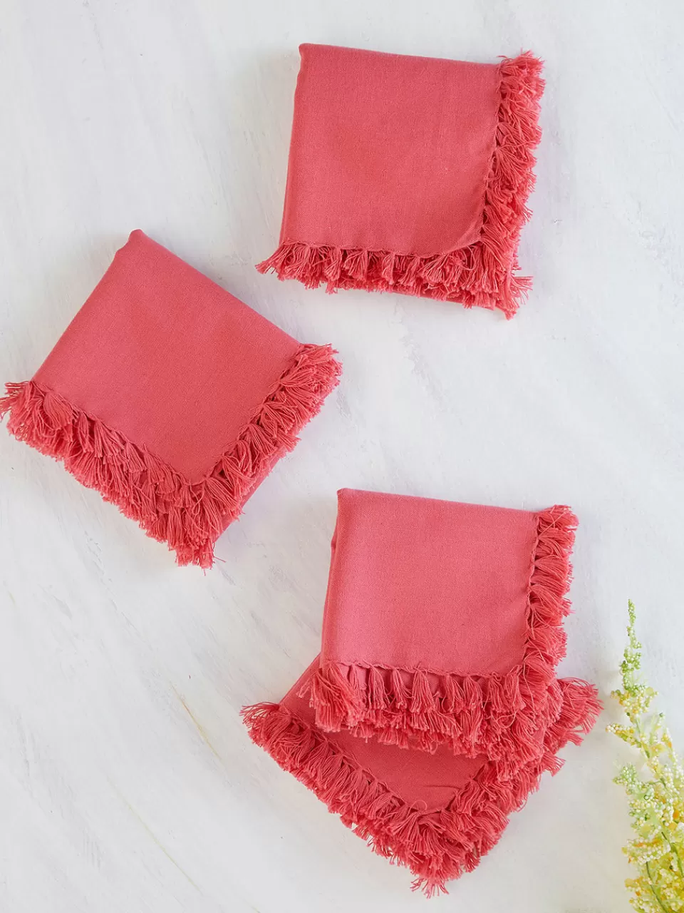 Lot de 4 serviettes élégantes - Corail printanier • Collection exclusive April Cornell