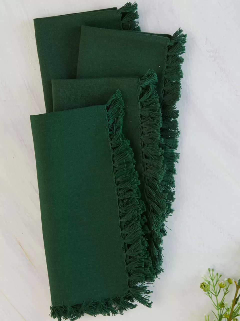 Lot de 4 serviettes de table haut de gamme - Vert Forêt intense (Collection April Cornell Élégance)