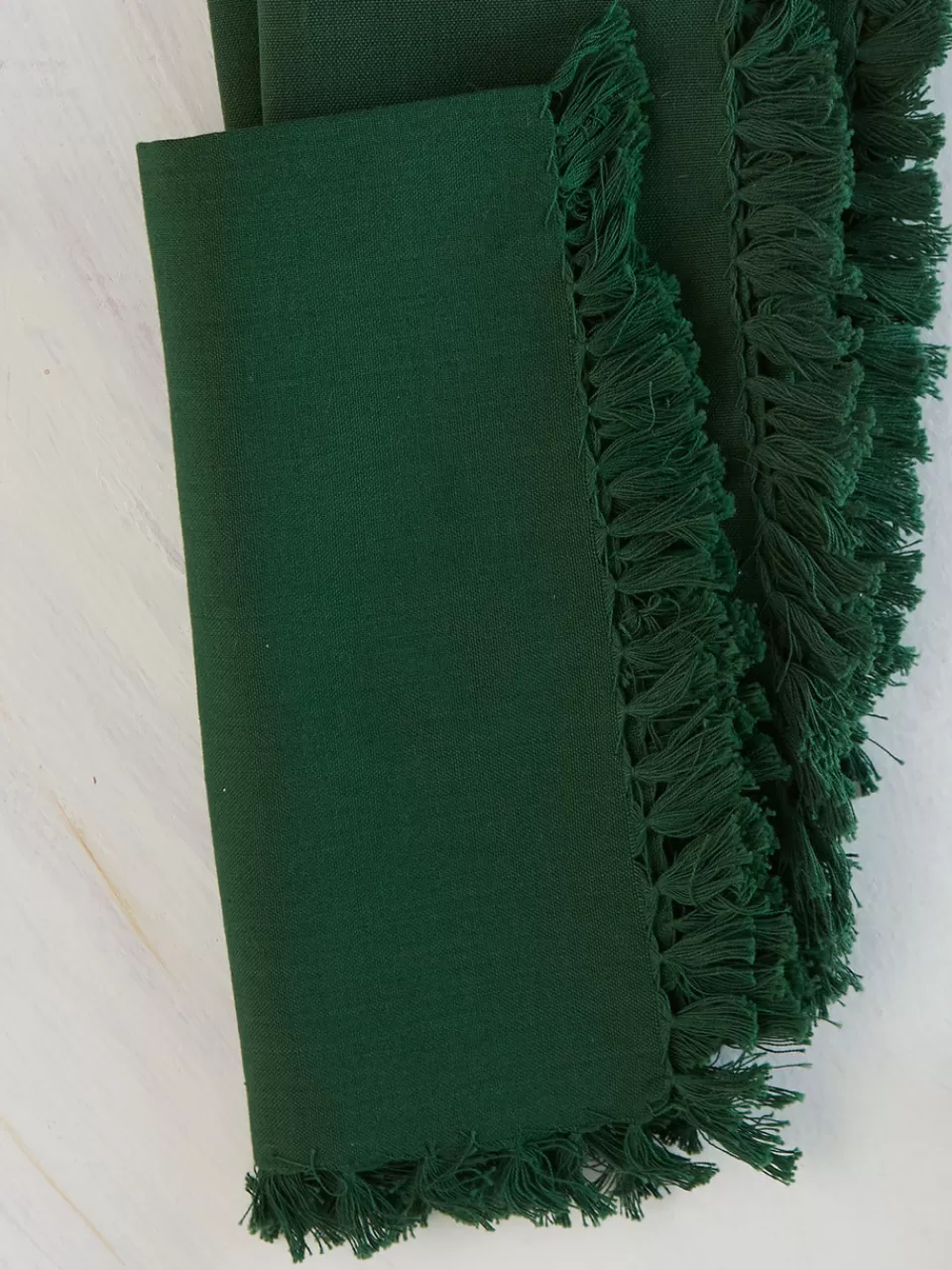 Lot de 4 serviettes de table haut de gamme - Vert Forêt intense (Collection April Cornell Élégance)