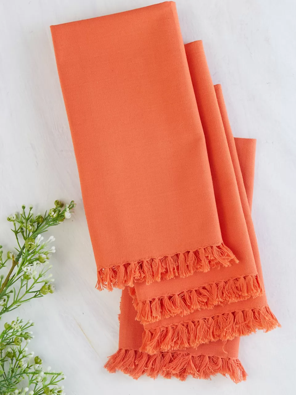 Lot de 4 serviettes incontournables - Orange vibrante | Promotion éphémère Avril Cornell