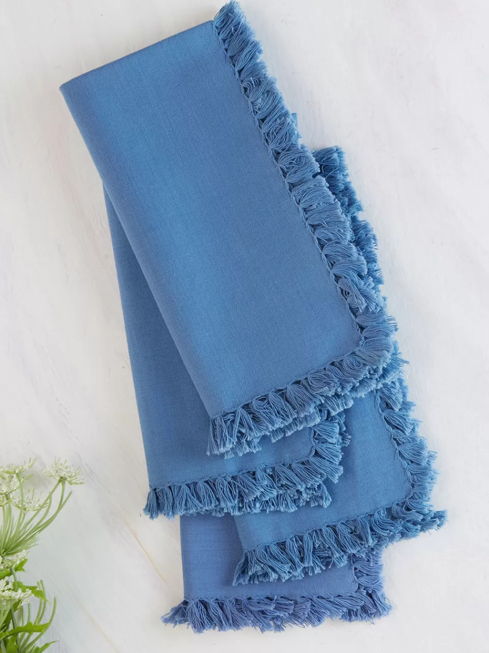 Lot de 4 serviettes élégantes - Bleu pervenche printanier^Collection exclusive April Cornell en promotion éclair