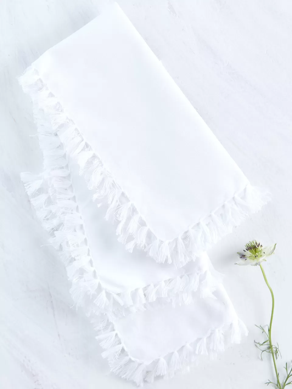 April Cornell - Lot de 4 Serviettes de Table Classiques en Blanc Pur