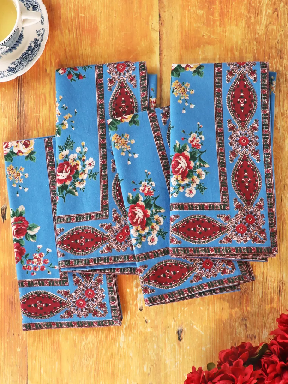 Lot de 4 serviettes élégantes Estella - Bleu Français | Collection Dépôt April Cornell