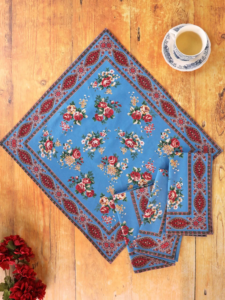 Lot de 4 serviettes élégantes Estella - Bleu Français | Collection Dépôt April Cornell