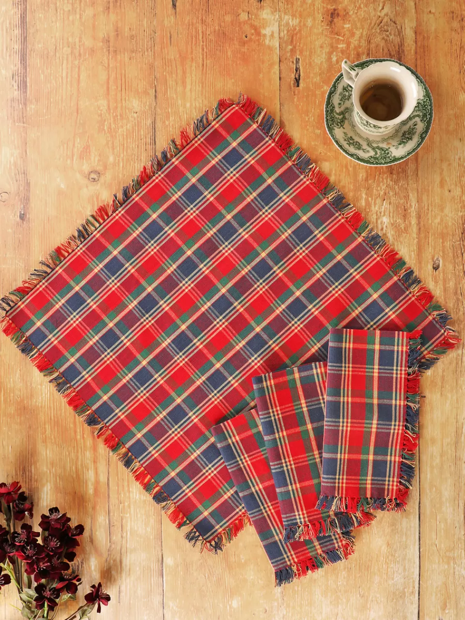 Serviettes de Table à Carreaux Campagnards - Lot de 4 Pièces | Promotion Exclusives April Cornell