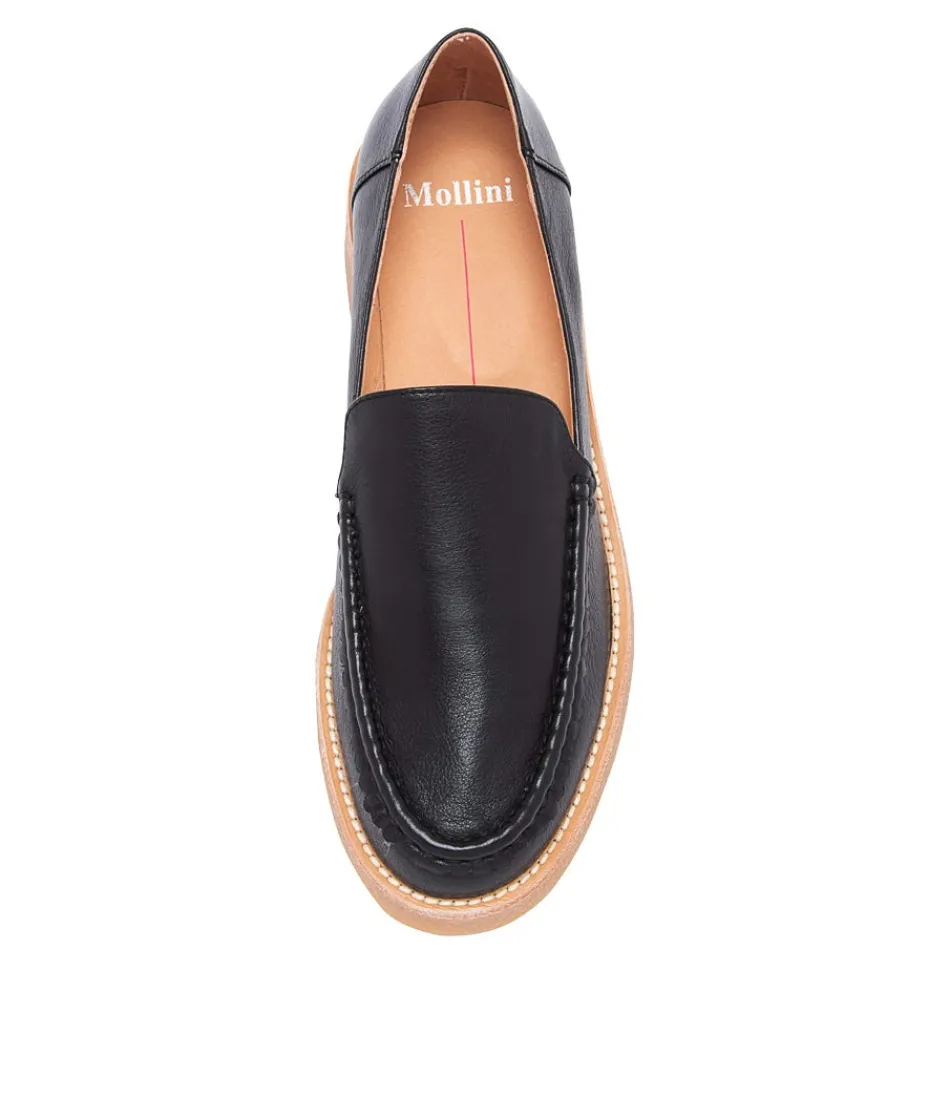 Mocassins MOLLINI pour Femme - Cuir Noir Souple, Style Intemporel & Confort Optimal