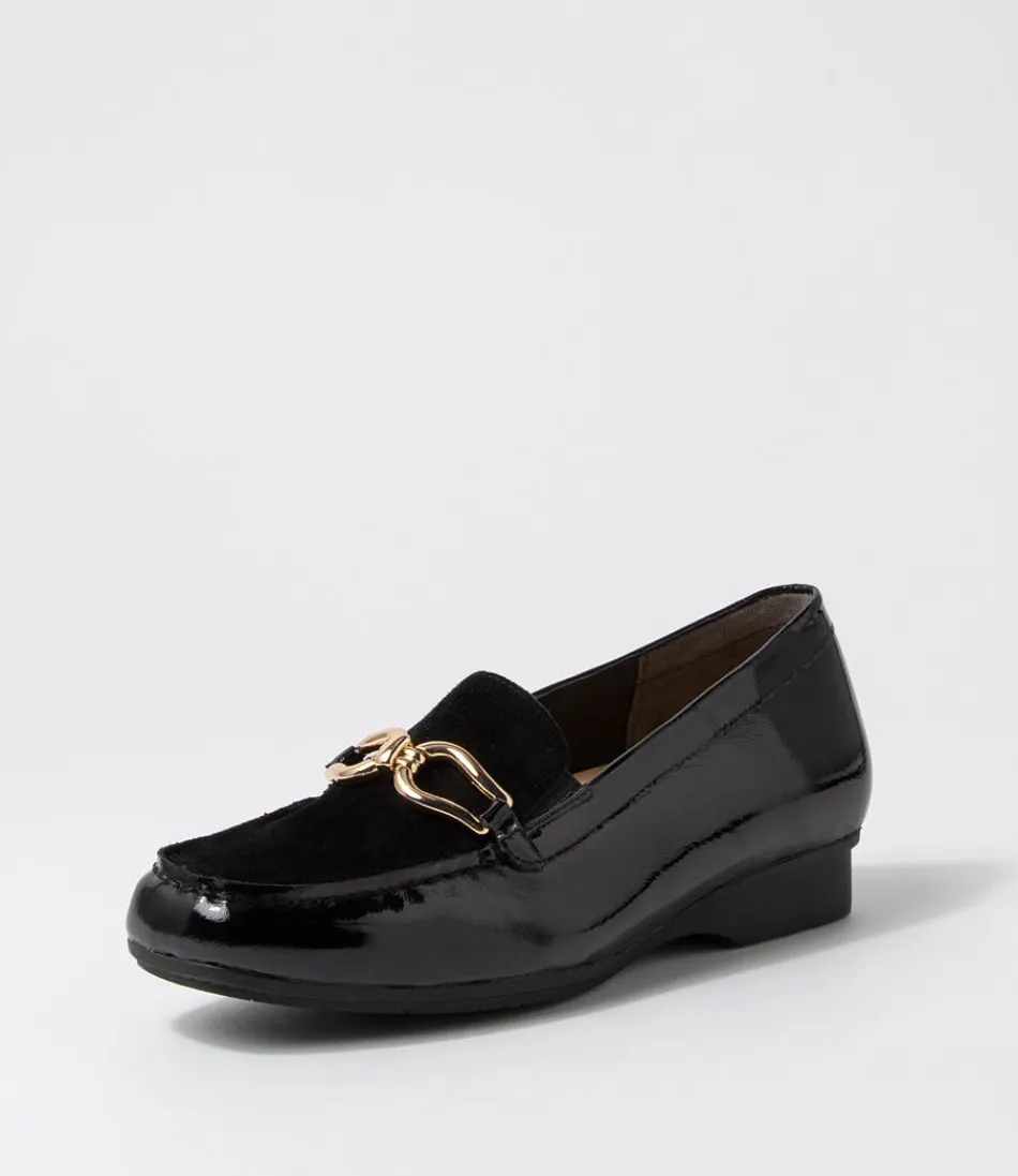 Escarpins confortables ZIERA pour femme - Modèle Fena Xf en suède verni noir, style urbain intemporel