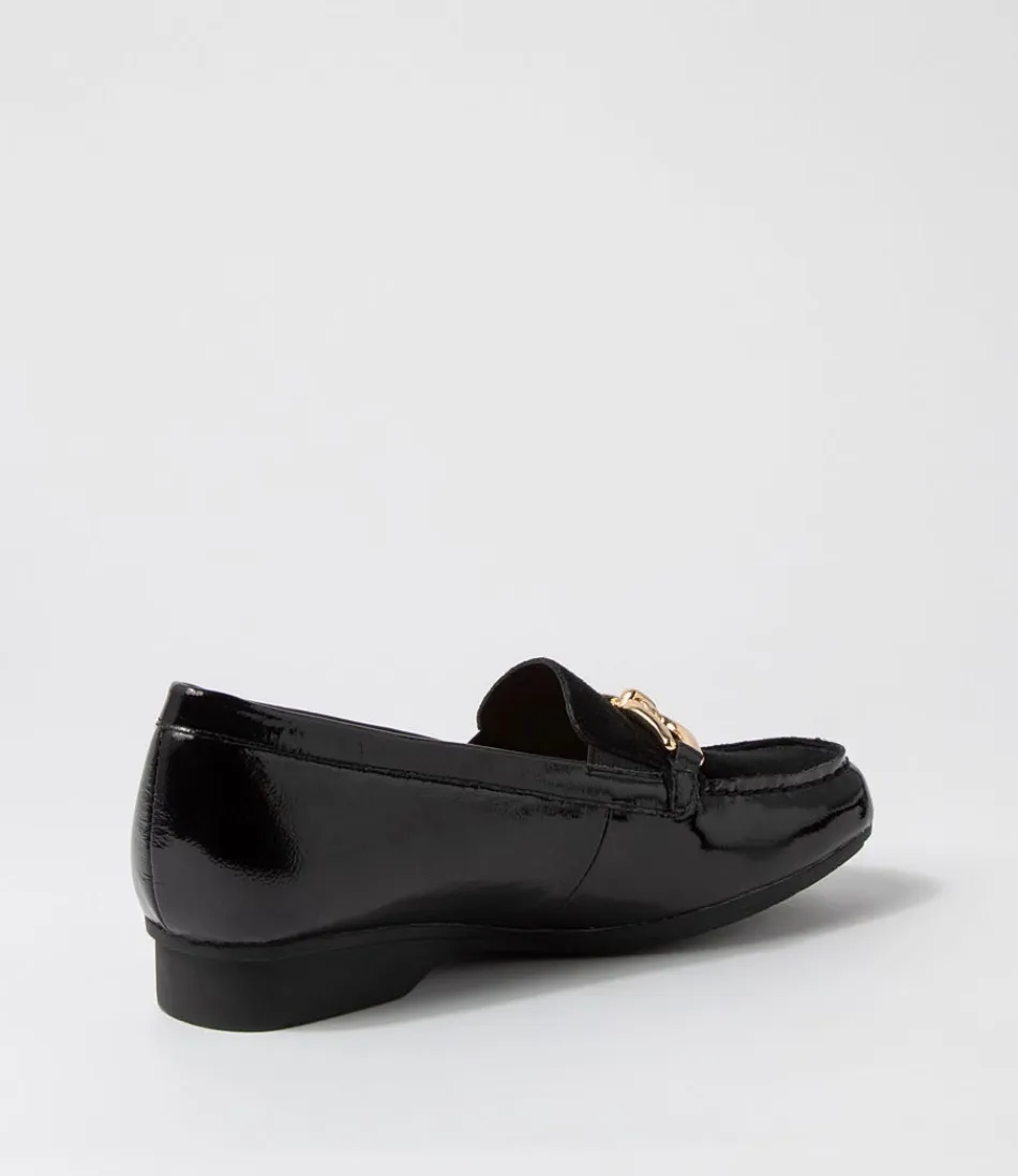 Escarpins confortables ZIERA pour femme - Modèle Fena Xf en suède verni noir, style urbain intemporel