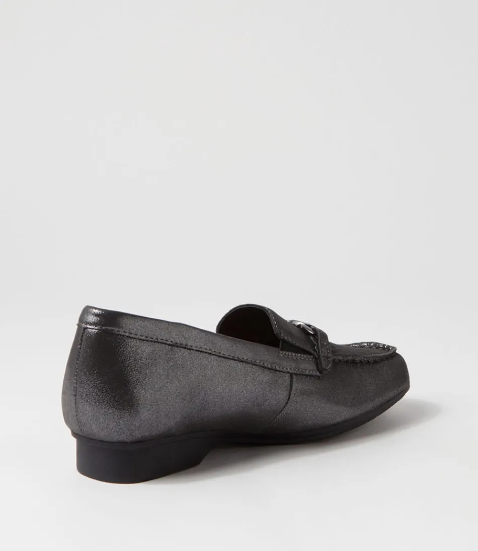 Mocassins Femme ZIERA - Fenders XF en Cuir Patiné Effet Métal Vieilli - Confort Élégant & Détails Artisanaux
