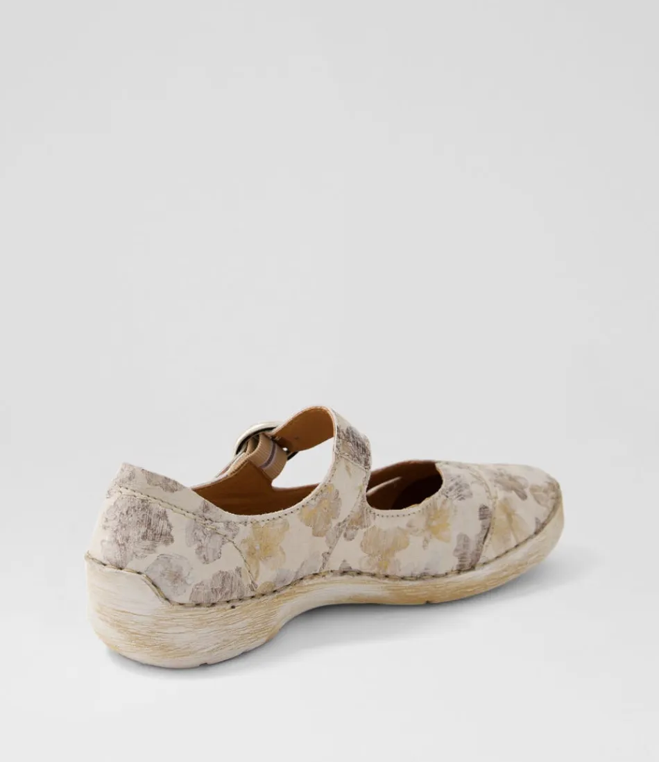 Escarpins Mary Jane Josef Seibel Femme - Cuir Souple Multicolore Crémeux, Modèle Fergey 80 Confort Optimal