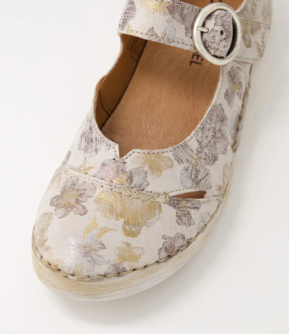 Escarpins Mary Jane Josef Seibel Femme - Cuir Souple Multicolore Crémeux, Modèle Fergey 80 Confort Optimal