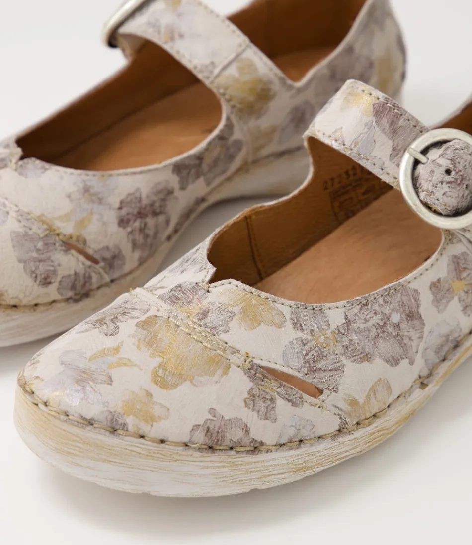 Escarpins Mary Jane Josef Seibel Femme - Cuir Souple Multicolore Crémeux, Modèle Fergey 80 Confort Optimal