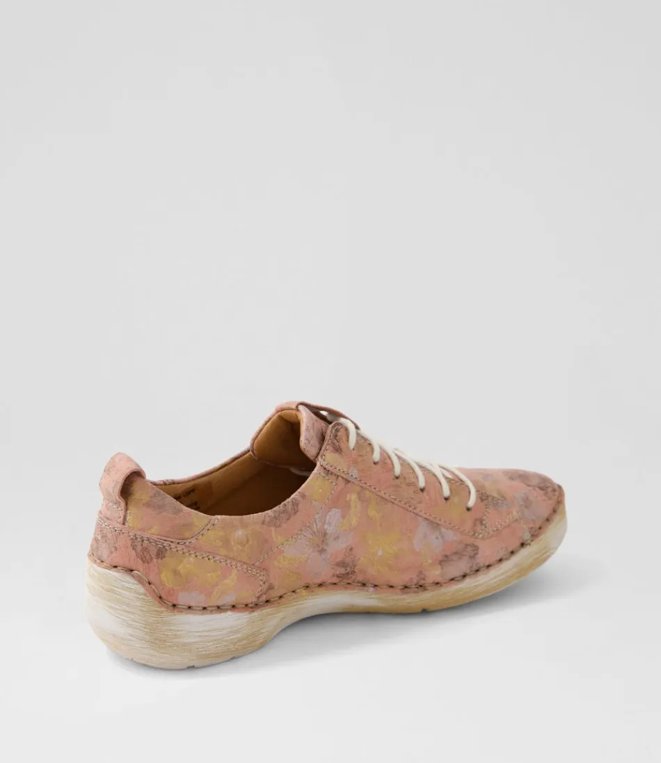 Escarpins plats Josef Seibel Fergey 56 - Cuir souple à lacets nuances de rose multicolore - Confort féminin