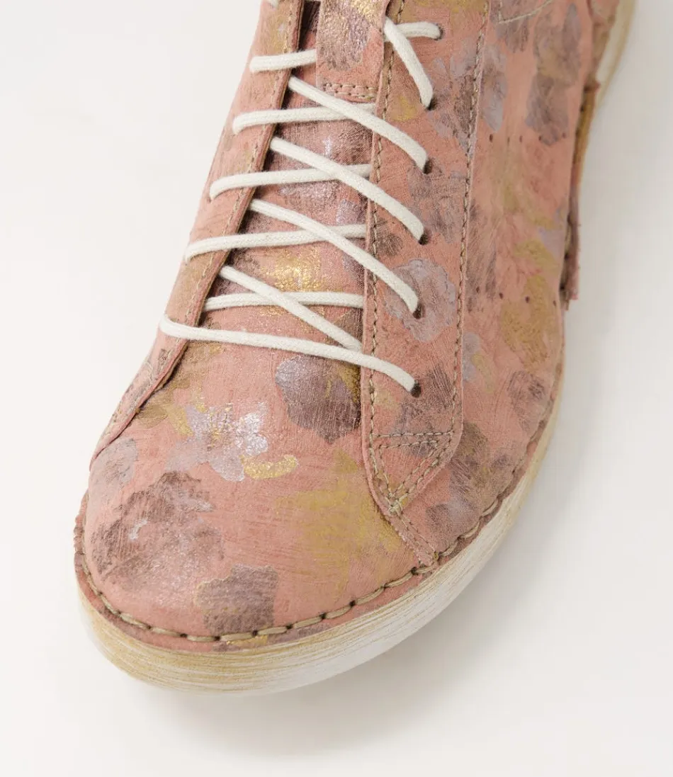 Escarpins plats Josef Seibel Fergey 56 - Cuir souple à lacets nuances de rose multicolore - Confort féminin