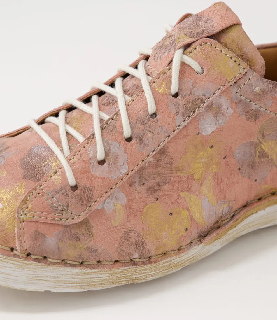 Escarpins plats Josef Seibel Fergey 56 - Cuir souple à lacets nuances de rose multicolore - Confort féminin