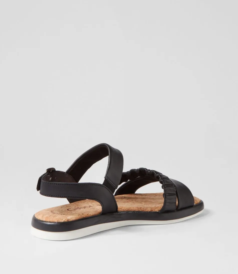 Sandales Femme GABOR Fico en Cuir Noir - Confort Assuré & Style Urbain
