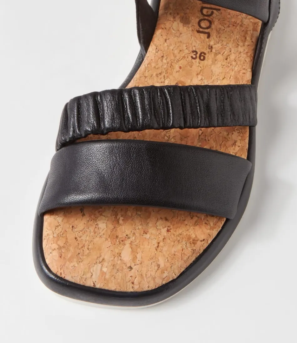 Sandales Femme GABOR Fico en Cuir Noir - Confort Assuré & Style Urbain