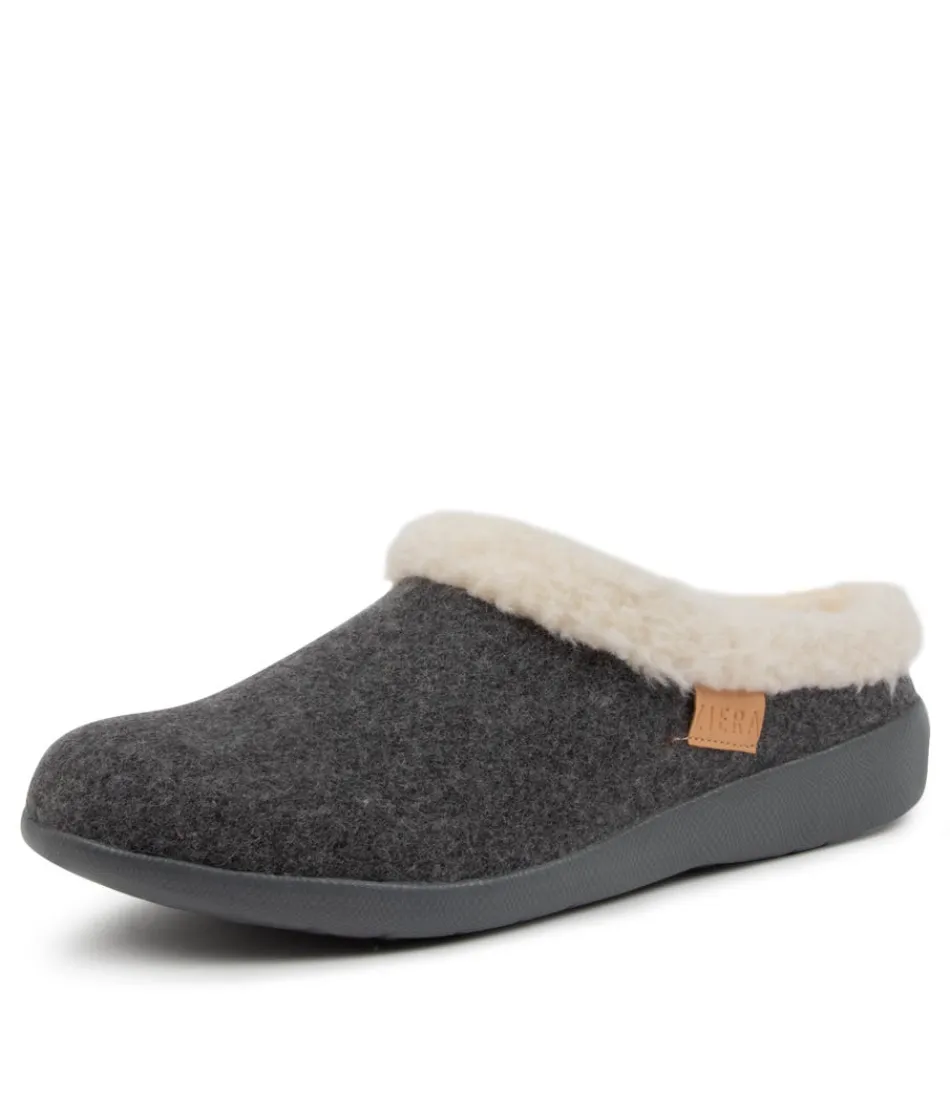 Chaussons Douillet Fifi-XW pour Femme - Tissu Gris Chiné par Ziera | Confort Saisonnier