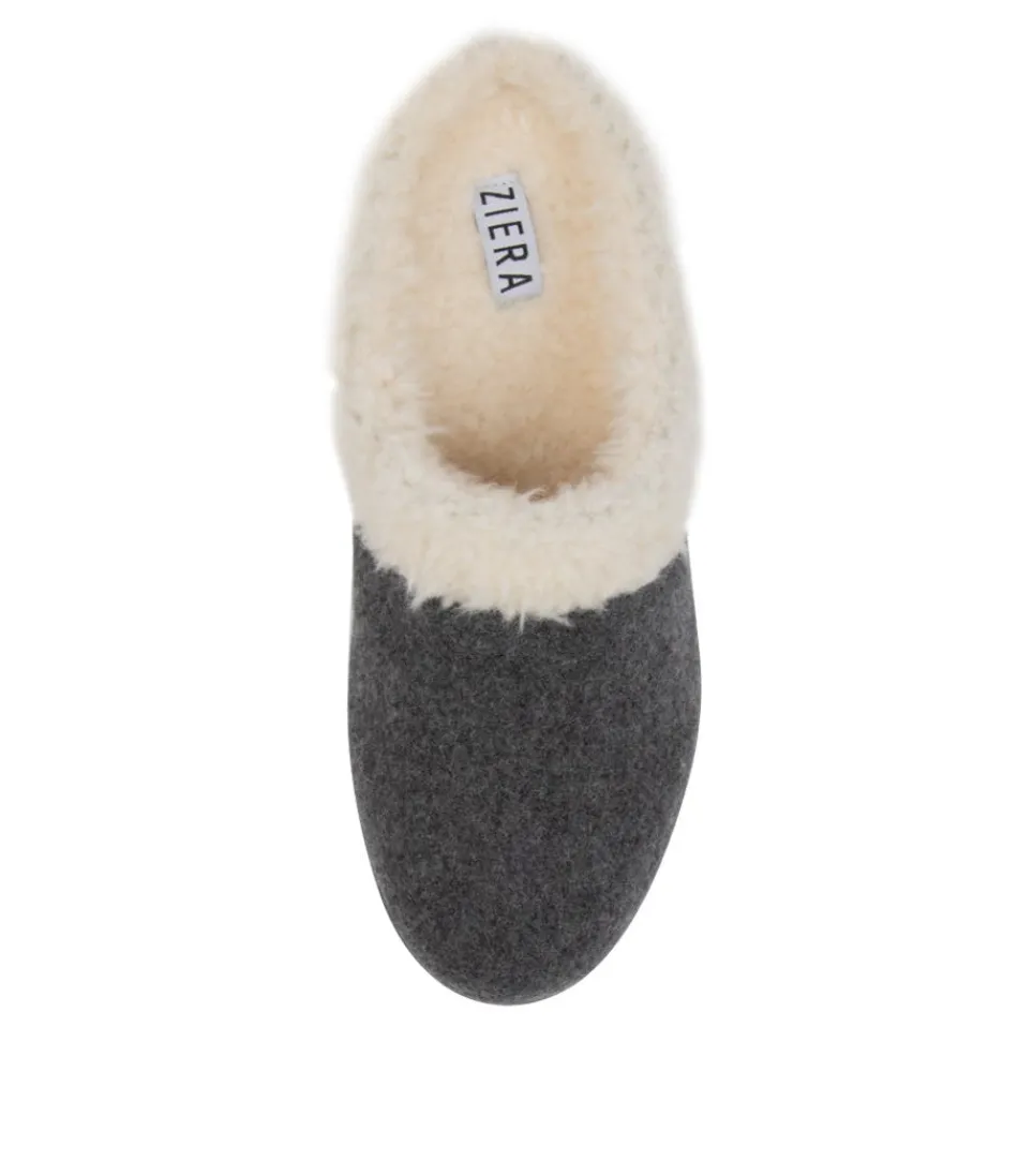 Chaussons Douillet Fifi-XW pour Femme - Tissu Gris Chiné par Ziera | Confort Saisonnier
