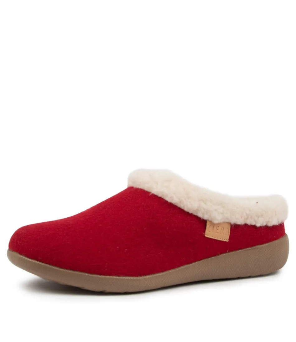 Chaussons Femme ZIERA - Modèle Fifi Xw en Tissu Doux Rouge, Confort Garanti