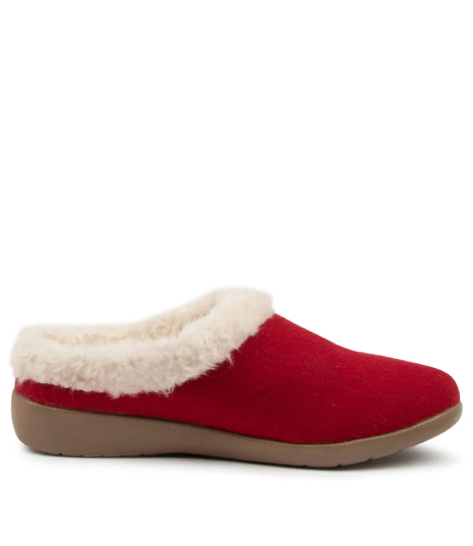 Chaussons Femme ZIERA - Modèle Fifi Xw en Tissu Doux Rouge, Confort Garanti