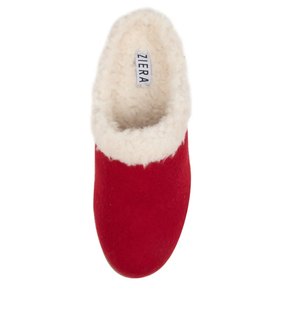 Chaussons Femme ZIERA - Modèle Fifi Xw en Tissu Doux Rouge, Confort Garanti