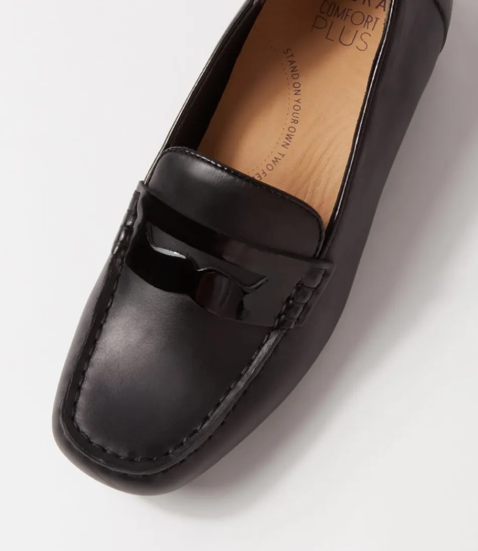 Mocassins Femme ZIERA Finnit Xf - Cuir Noir Brillant, Style Urbain & Confort Optimal