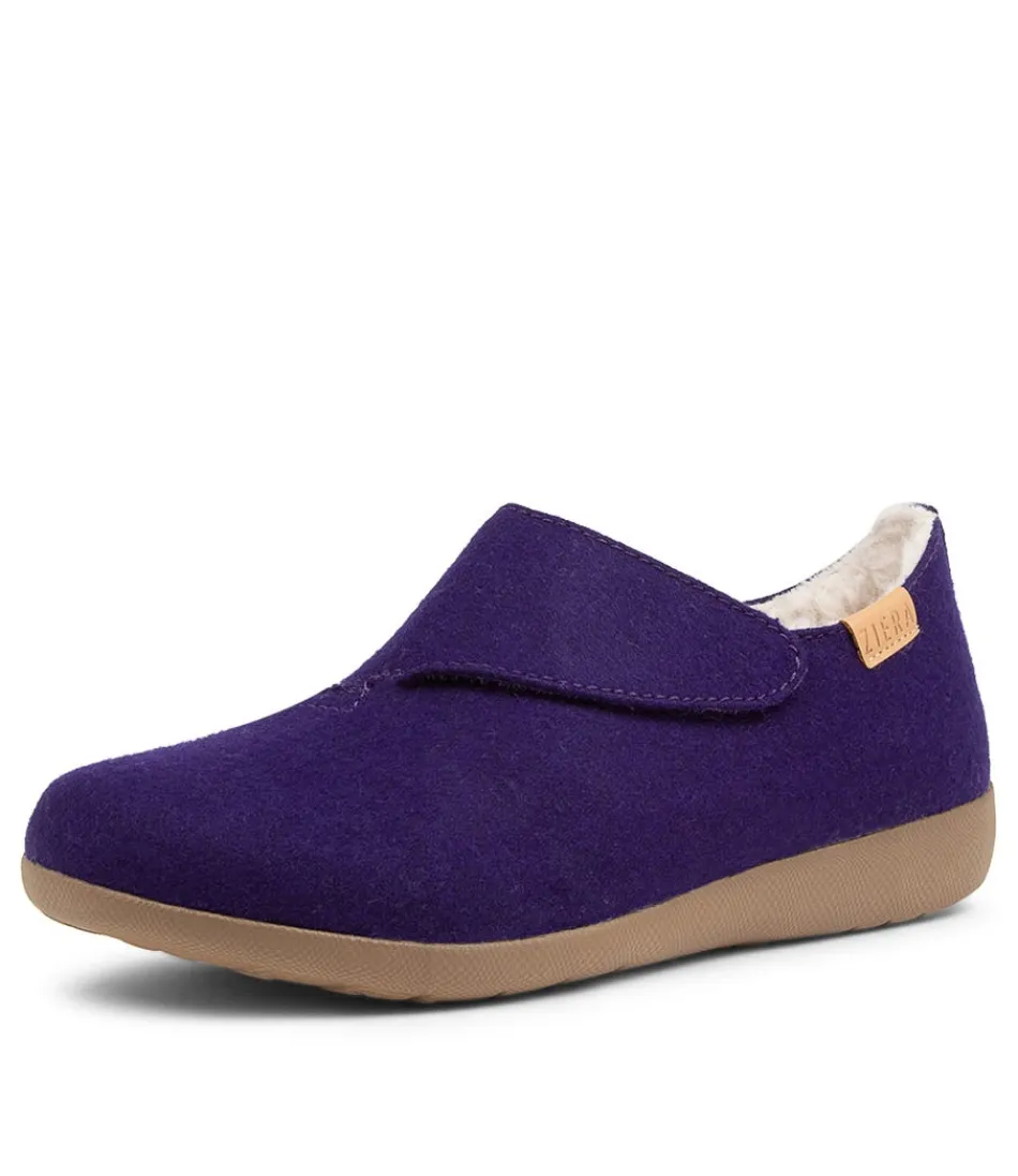 Mocassins Confort ZIERA pour Femme - Modèle Fliss en Tissu Violet Foncé, Largeur Adjustable