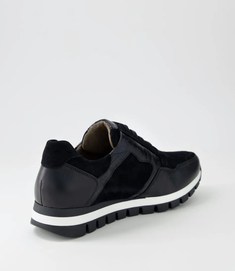 Baskets Femme GABOR en Cuir Véritable Souple - Modèle Frauke Schwarz Confort Assuré - Style Urbain Léger pour Marche Daily