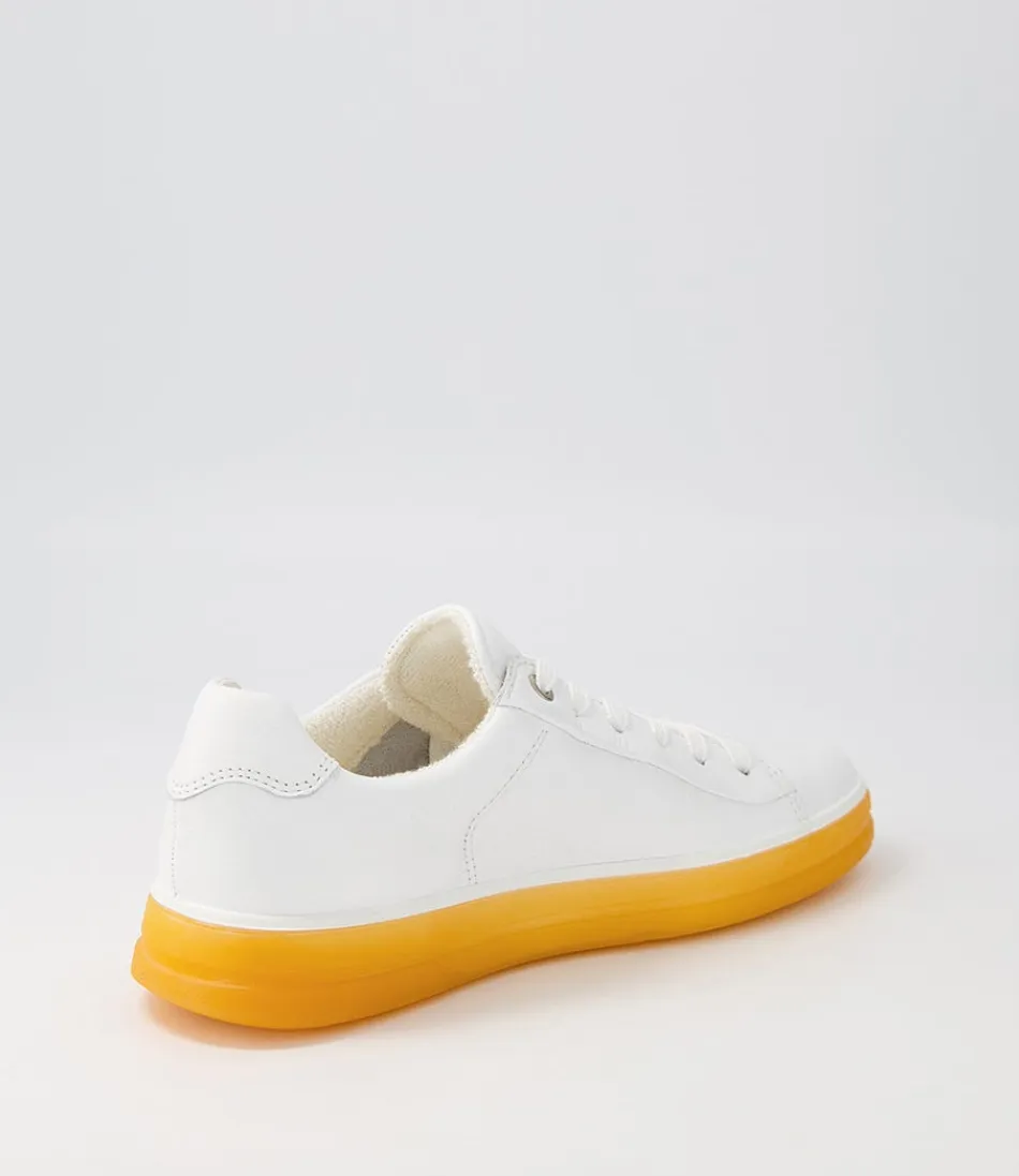 Baskets en Cuir Frisco Style Urbain - Blanc & Orange pour Femme, Confort Optimal au Quotidien