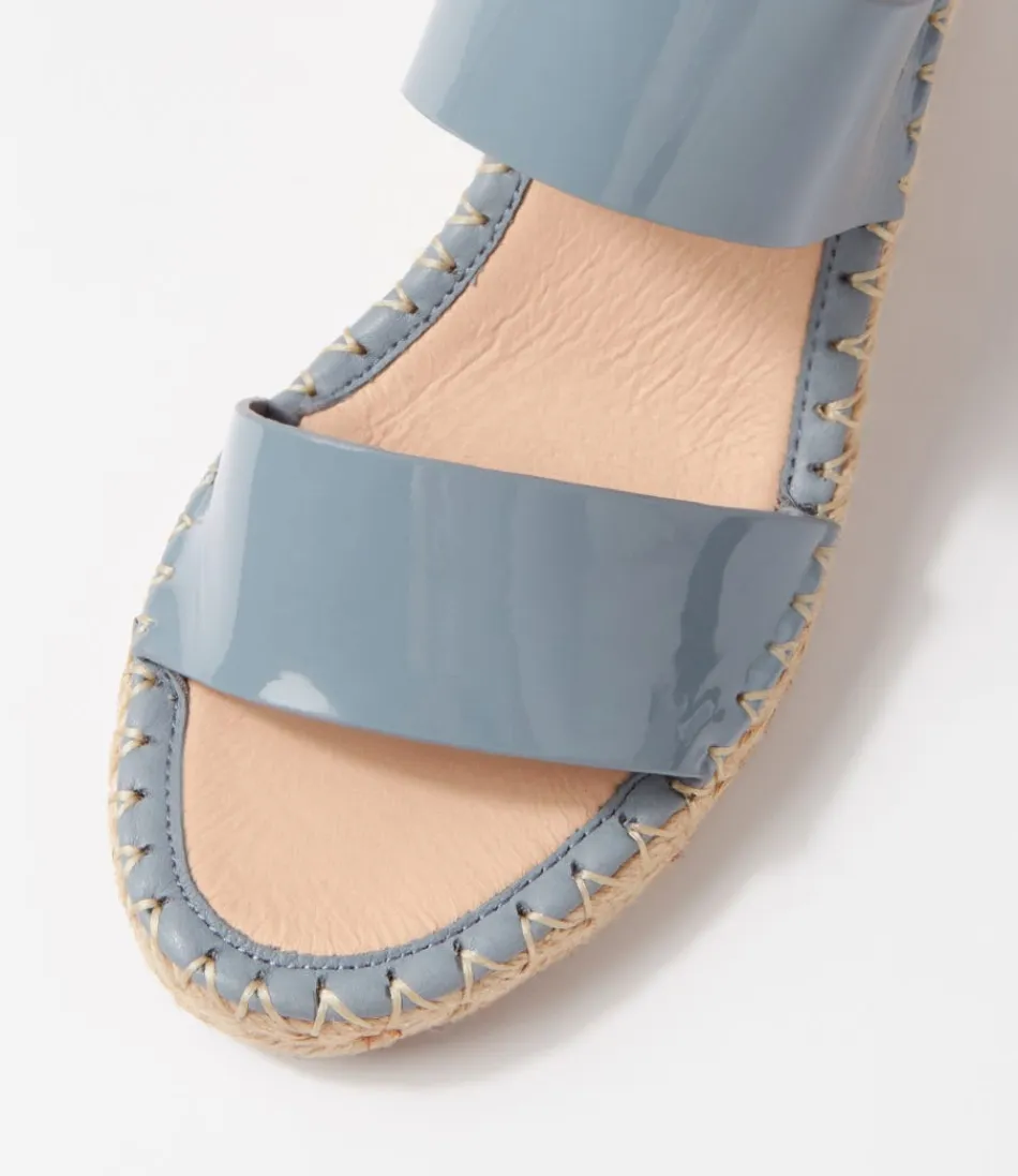 Élégantes Espadrilles Femme en Toile Denim et Cuir Verni Brillant - Collection Gaga