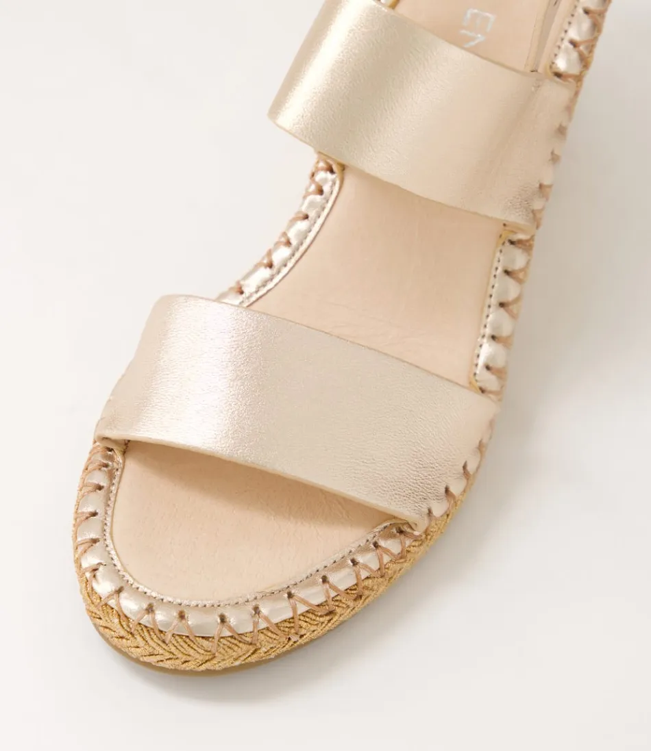 Élégantes espadrilles femme en cuir souple - Sandales Gaga à corde dorée rosé - Confort haut de gamme été 2024