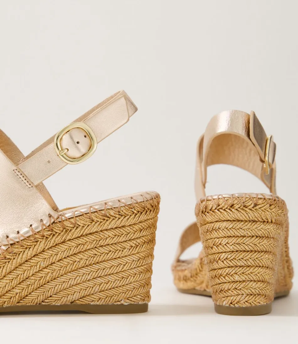 Élégantes espadrilles femme en cuir souple - Sandales Gaga à corde dorée rosé - Confort haut de gamme été 2024
