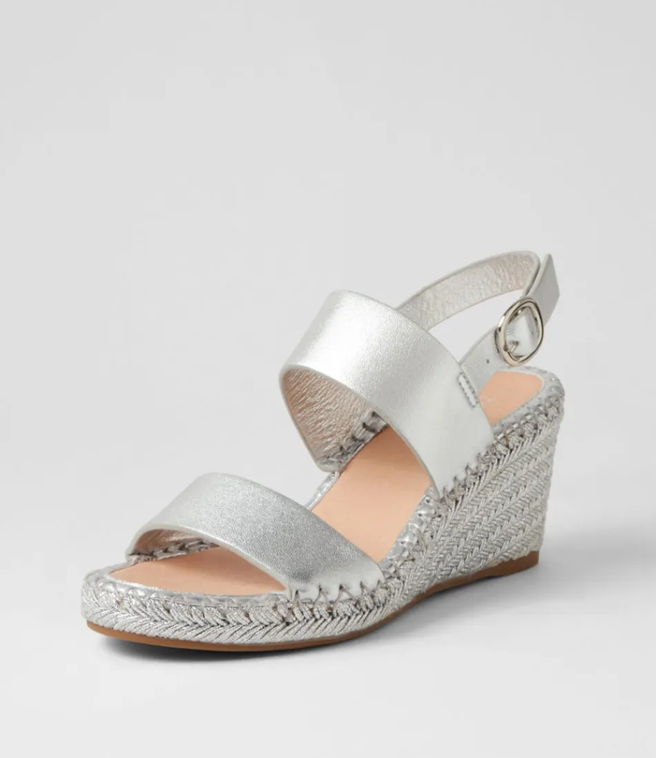 Élégantes espadrilles femme haut de gamme - Sandales Gaga en cuir souple avec tresse argentée, parfaites pour l'été
