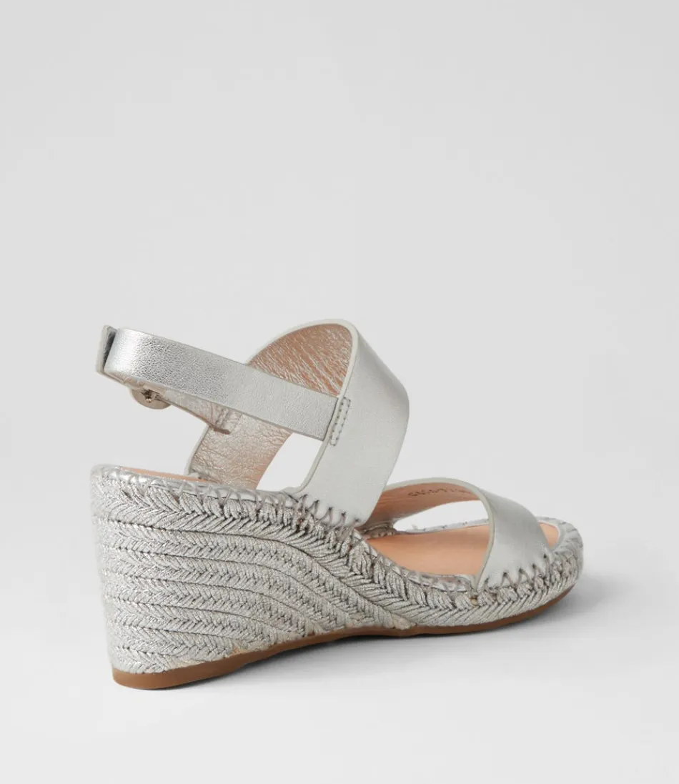 Élégantes espadrilles femme haut de gamme - Sandales Gaga en cuir souple avec tresse argentée, parfaites pour l'été