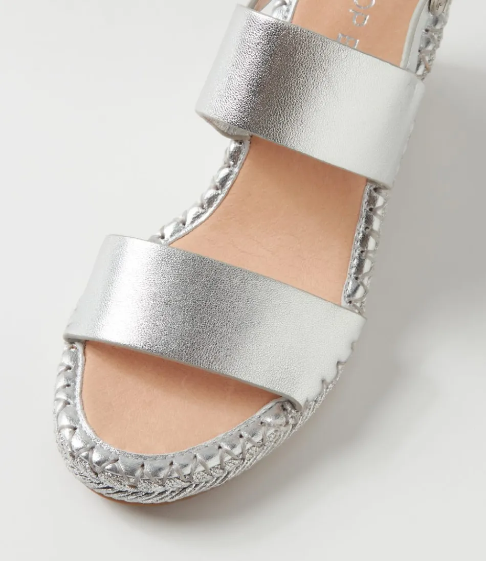 Élégantes espadrilles femme haut de gamme - Sandales Gaga en cuir souple avec tresse argentée, parfaites pour l'été
